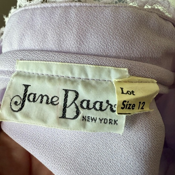 Vintage Jane Baar New York Lavender Midi Dress w/ Lace Shoulders & Pearl Button - Picture 9 of 9